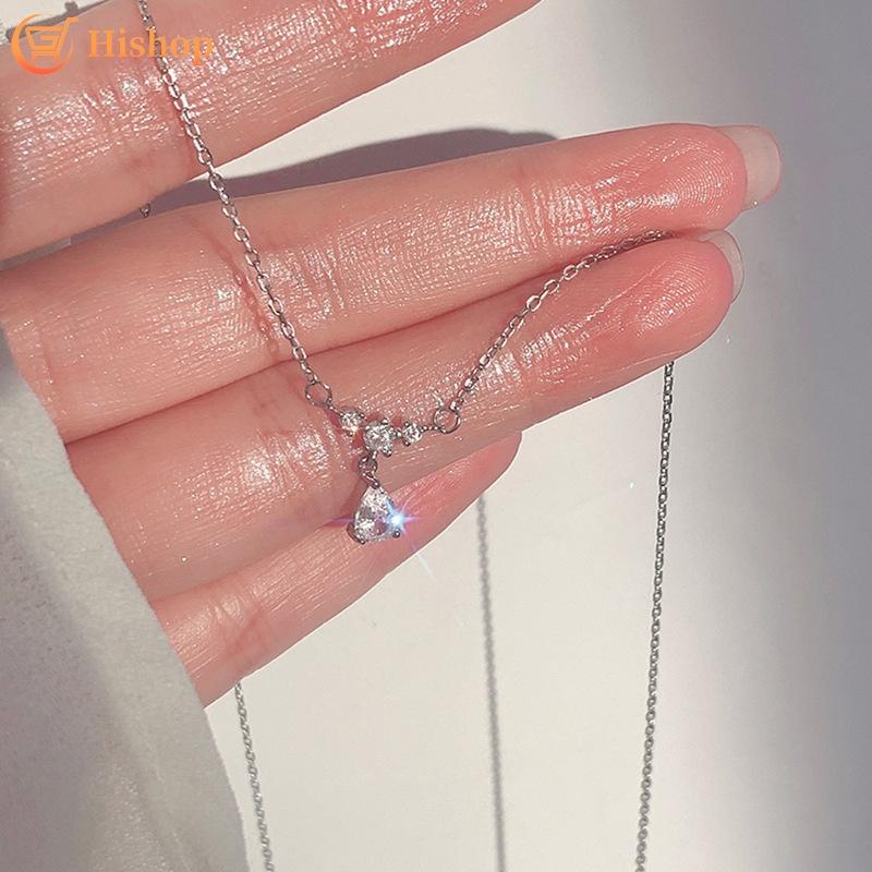 iF ME Colier simplu de cristal Colier cu pandantiv inimă pentru femei Lanț de argint Choker Accesorii pentru bijuterii