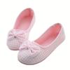Cartoon Lattice Bow Slippers Home for Womens Indoor Bedroom House Lili Female Shoes Pink/Gray, Women Shoes
