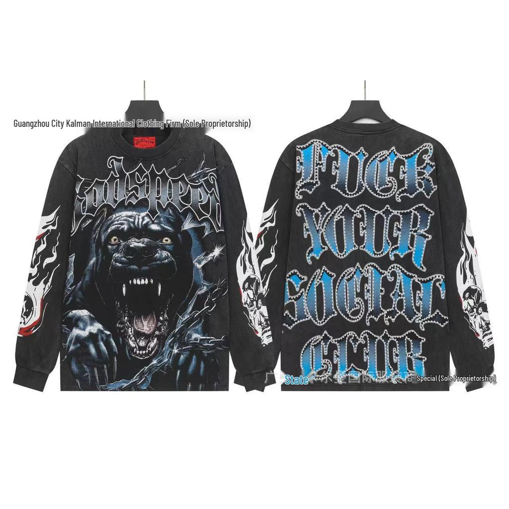 Godspeed Skull Rock Retro Pure Cotton Hoodie - Autumn/Winter American Style Streetwear for Men