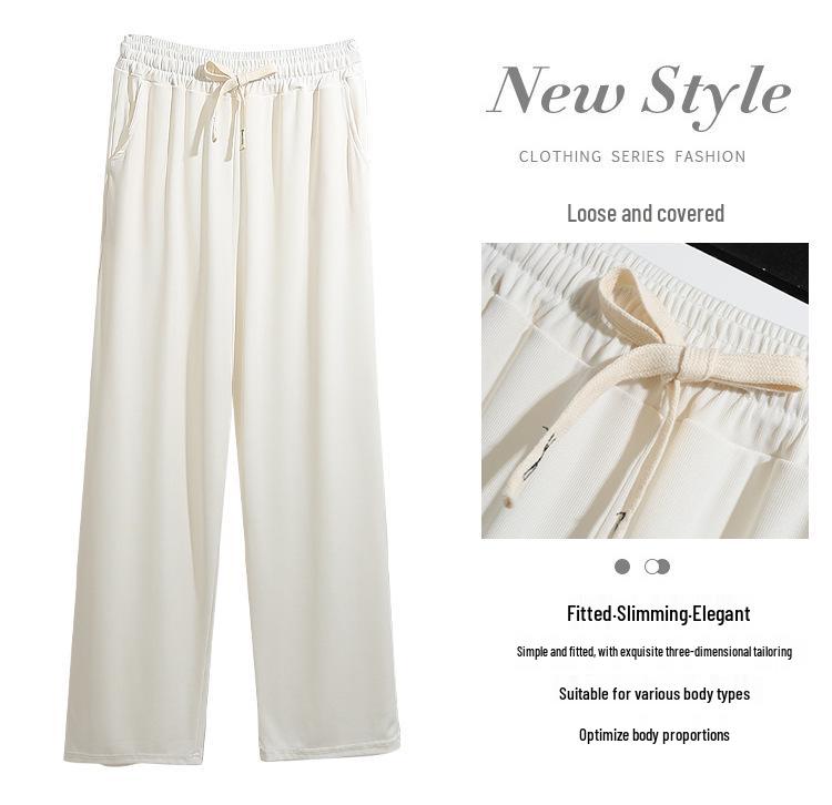Pantaloni Larghi da Donna Taglie Forti in Seta di Ghiaccio: Vita Alta Estiva, Anti-Zanzare, Design Fresco e Fluido.