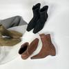 Ankle Women's Boots Square Toe Suede Low Heels Shoes Fashion Dress Woman Short Boots 2025 Winter Designer New Botas De Mujer