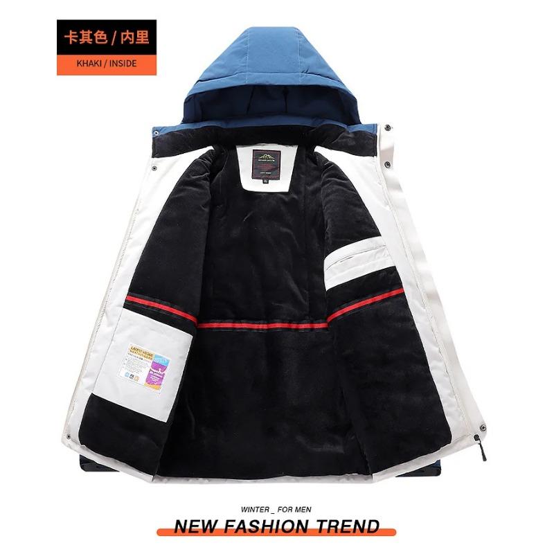 Outdoor Black Fashion Parkas Zip Up Jacket Winter Thick Velvet Oversize 7XL 8XL 9XL Coat For Men's Windproof Waterproof Clothes