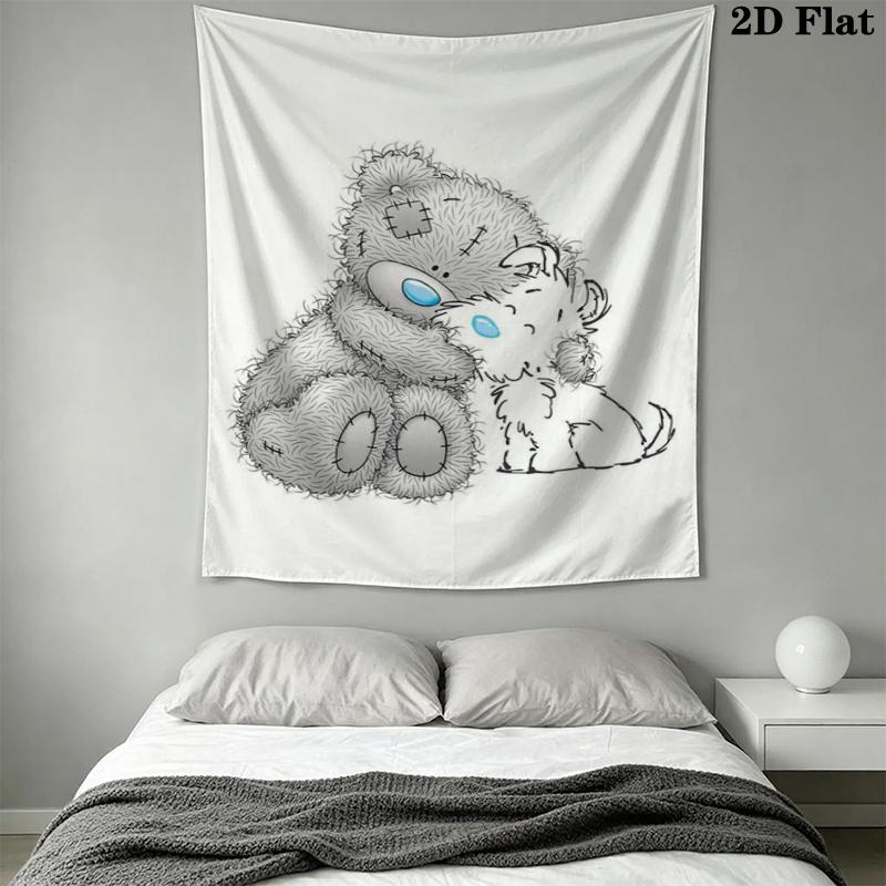 Tatty Teddy Wall Tapestry Aesthetic Wall Hanging Printed Fabric Blanket Decorative Tapestries for Bedroom Living Room Home Decor