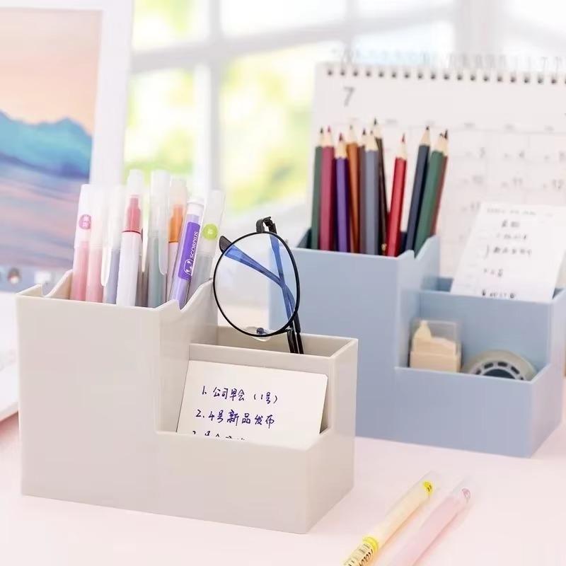 Creative Stationery Pen Desk Holder Desktop Mobile Phone Holder Organizing Box Simple and Large Capacity Office Storage Supplies