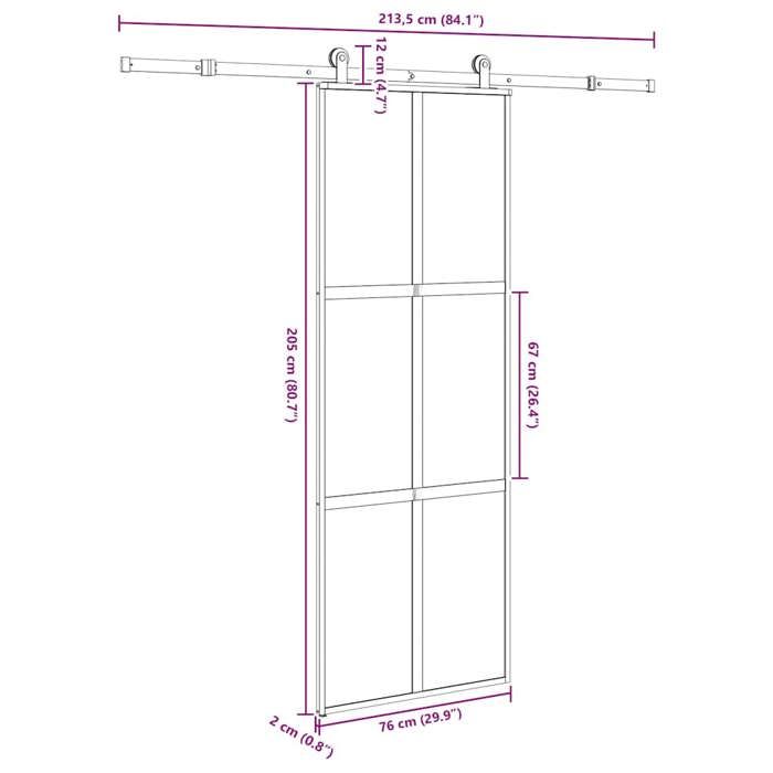 VidaXL Sliding Door Hardware Kit Tempered Glass Aluminum, Sliding Door On Rail, Sliding Door 3332974