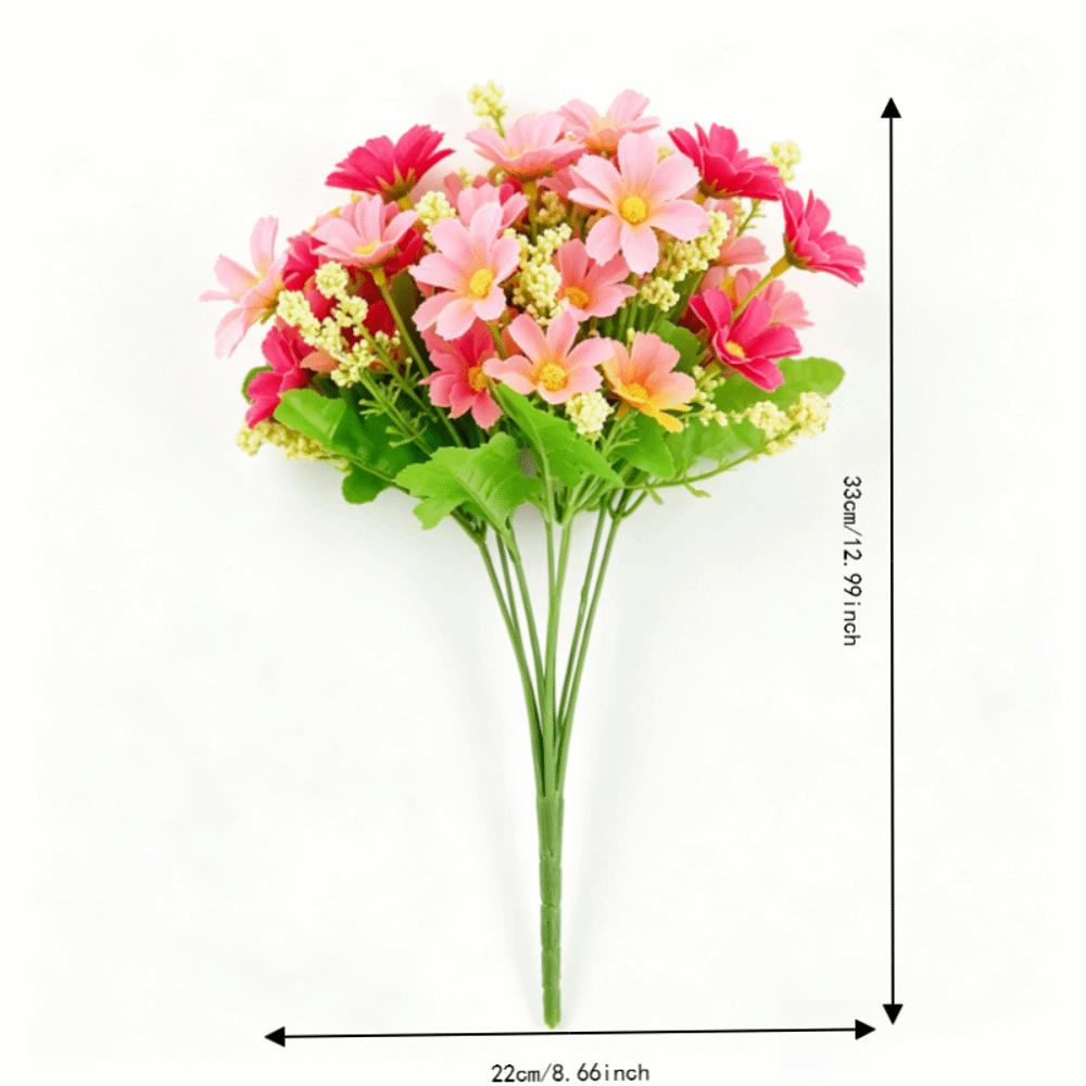 28 Heads Per Bunch Simulated Daisy Pink Color Fake Flower Bouquet Garden Decoration