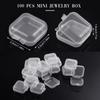 Transparent Plastic Mini Square Storage Box Covers Small Case for Pill Jewelry Earrings Dustproof Storage Pack Boxes