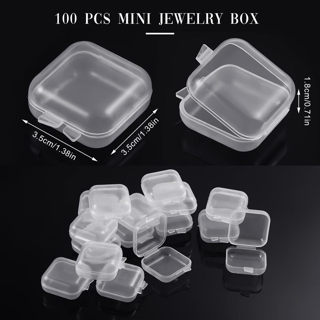 Transparent Plastic Mini Square Storage Box Covers Small Case for Pill Jewelry Earrings Dustproof Storage Pack Boxes