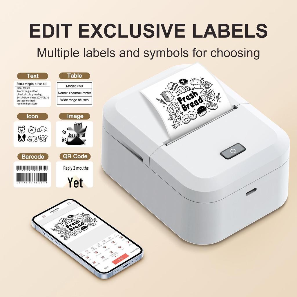 X2 Dual-Mode Inkless Thermal Label Printer for Computer & Mobile, Bluetooth QR Code Capable