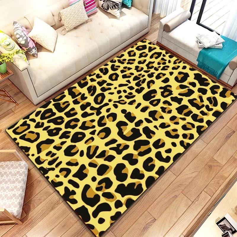 Leopard Print Carpet Mat Rug Gold Black Animal Pattern Fashion Modern Wildlife Home Decoration Floor Mat Carpets for Living Room