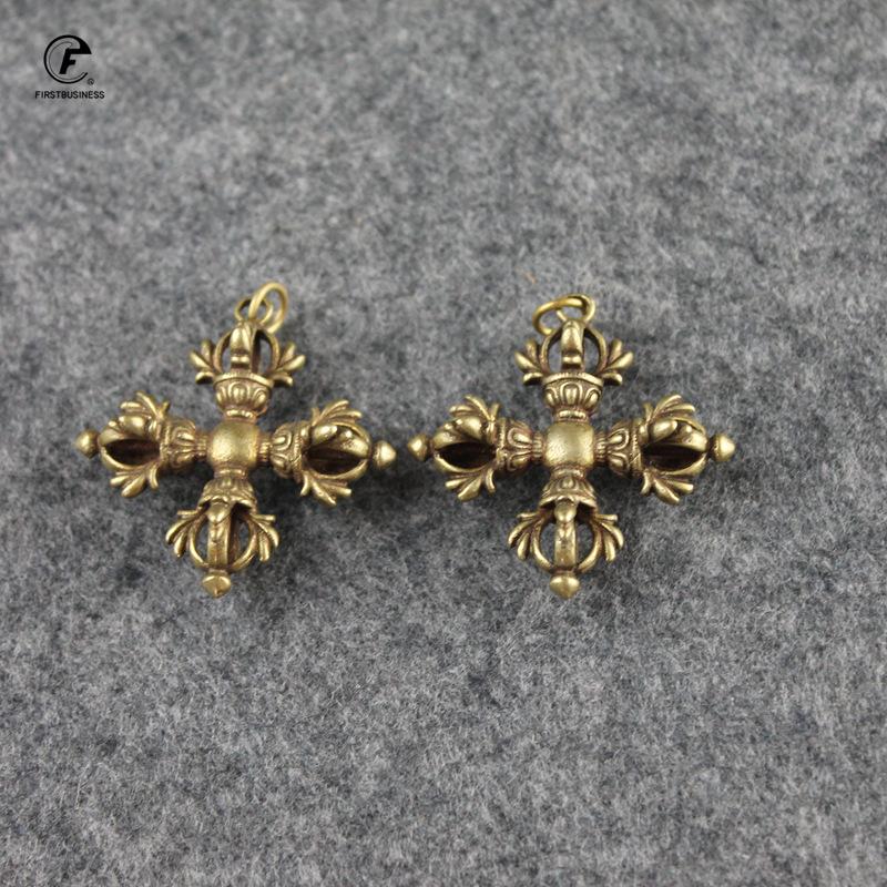 Copper Buddhism Dorje Cross Vajry Pestle Ornaments Home Decorations Accessories Brass Key Chains Pendants Desktop Decor Crafts