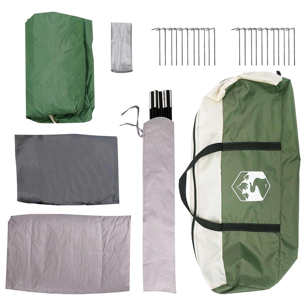 Tunnel Tent with Roof Green 370 x 275 x 210 cm Polyester and Steel