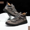 Mens Leather Boots Autumn Winter Vintage Handmade Sewing Soft Business Flat Casual Shoes Daily Comfortable Durable Walking Shoes