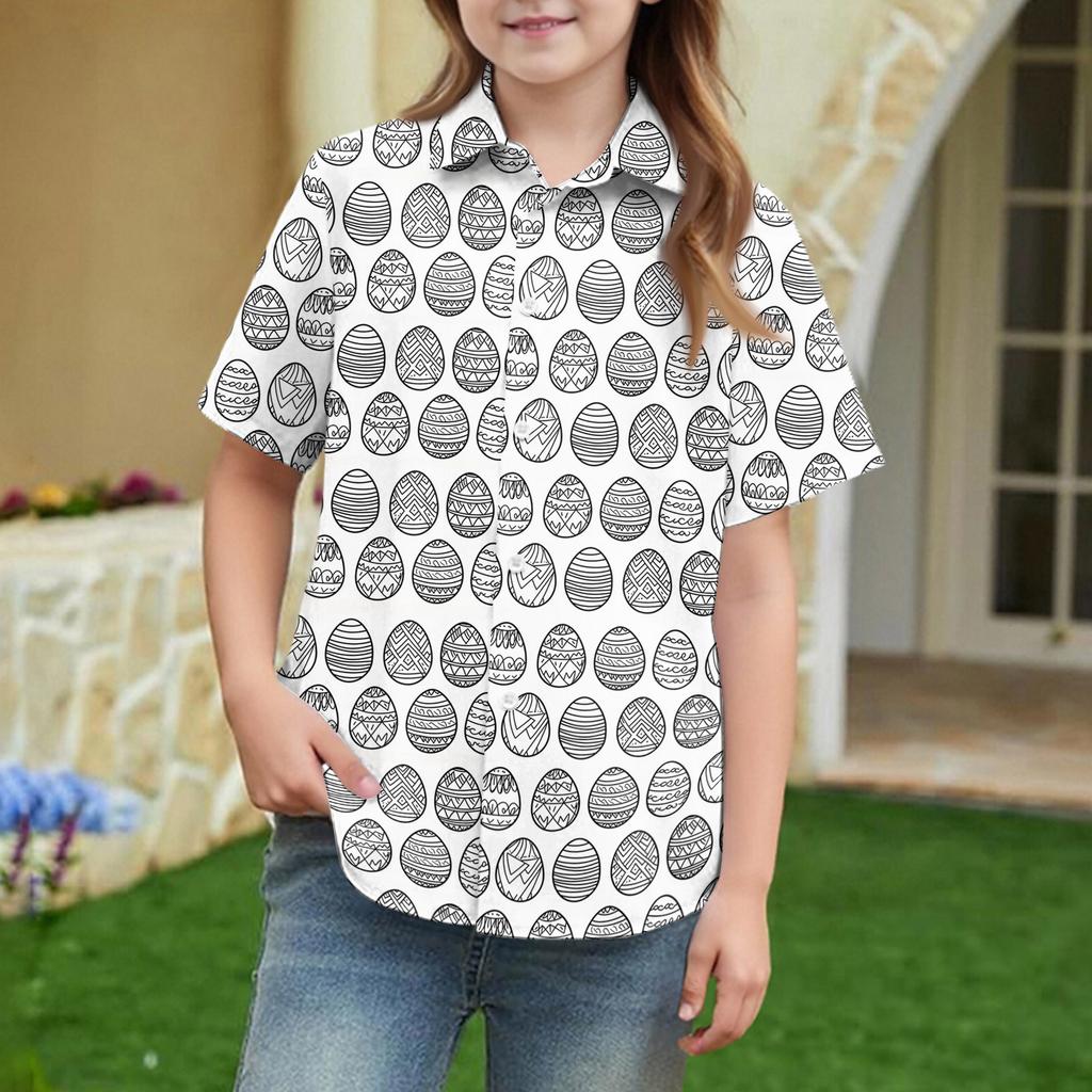 Summer Girls' Short Sleeve Blouse School Uniform Button-Up Shirt Kids Summer School Uniform Button Down Shirt