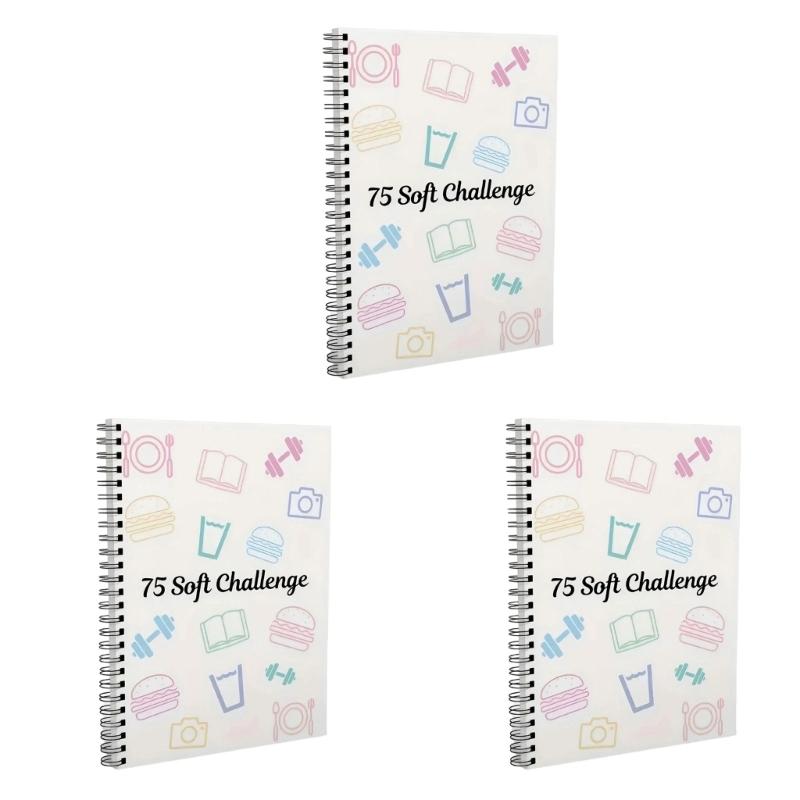 75 Day Challenge Planner Twin Coil Binding Daily Planner Diet Workout Reading Tracking Planner Journal Notebook 21x14cm