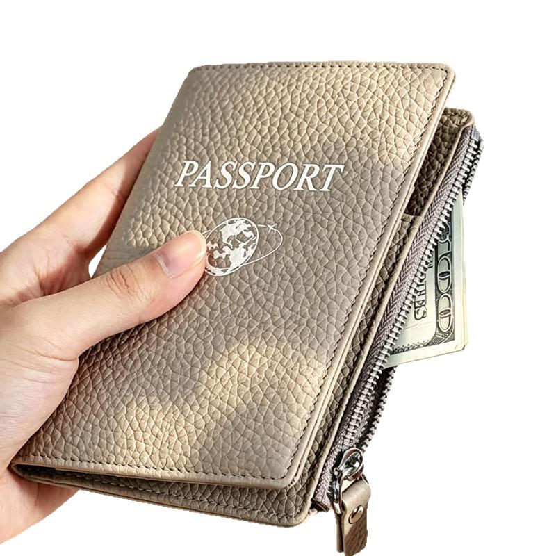 New RFID Anti-Theft Passport & Document Holder with Lychee Pattern - Multi-functional and Portable