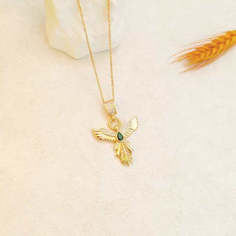 Colier Aripi de Înger Femei Personalitate Premium Versatil Atmosferic Zircon Phoenix Răspândind Aripile Pandantiv Lanț Claviculă