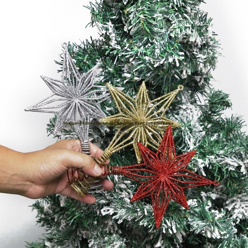 Christmas Glowing Tree Topper Five-Pointed Shining Lamp Xmas Colorful Topstar Ornaments Navidad Decora