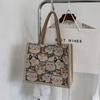 Artistic Linen Handbag With Zipper Inner Pocket For Student And Urban Outings