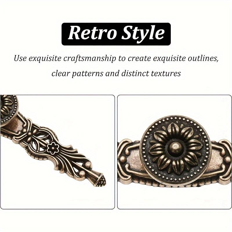 4/8pcs Antique Brass Pull Handles with Fixed Decorative Plates, Vintage Drawer/Kitchen Cabinet Door Handles for Furniture with Screws