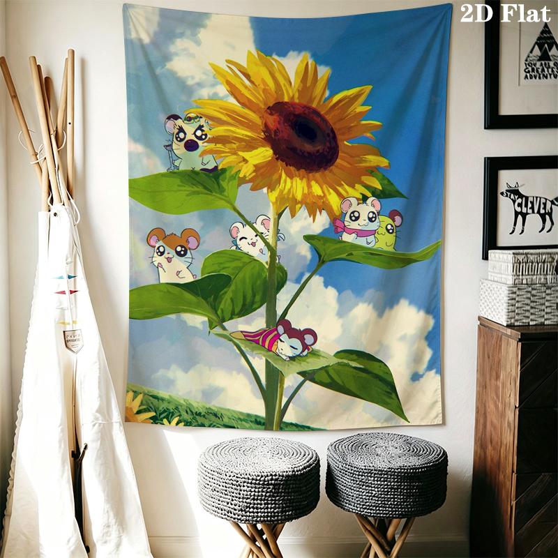 Hamtaro Wall Tapestry Aesthetic Wall Hanging Printed Fabric Blanket Decorative Tapestries for Bedroom Living Room Home Decor