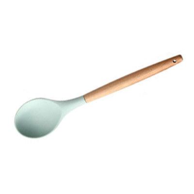 1PC Silicone Wood Turner Soup Spoon Spatula Brush Scraper Pasta Server Egg Beater Kitchen Cooking Tools Kitchenware Green/Pink