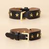 Premium Leather Dog Collar Adjustable Double-Sided Full-Grain Cowhide With Star Rivet Decor Small To Medium Dogs