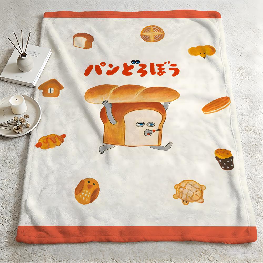 food B-Bread Thief-f Throw Warm Soft Flannel Blanket, Multi-use for Sofa Bed Camping Travel Nap