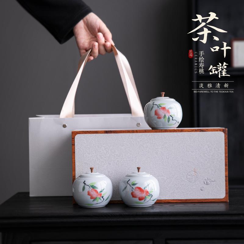 High-end boutique ceramic tea cans, small cans, tea gift boxes, packaging creative souvenirs, black tea, green tea, mini tea cans