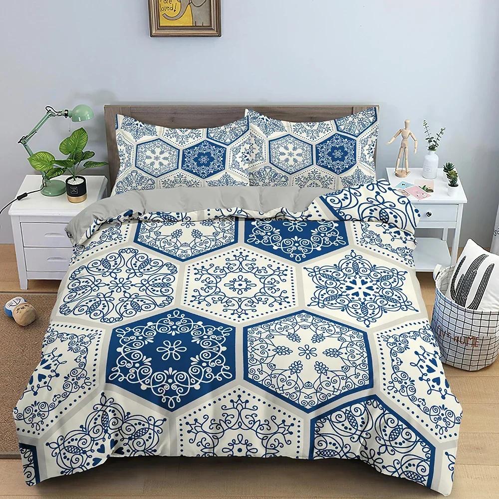 3D Printed Bohemian Ethnic Mandala Comfortable Duvet Quilt Cover Pillowcase Bedding Set Children Bedroom Decoration Home Textile