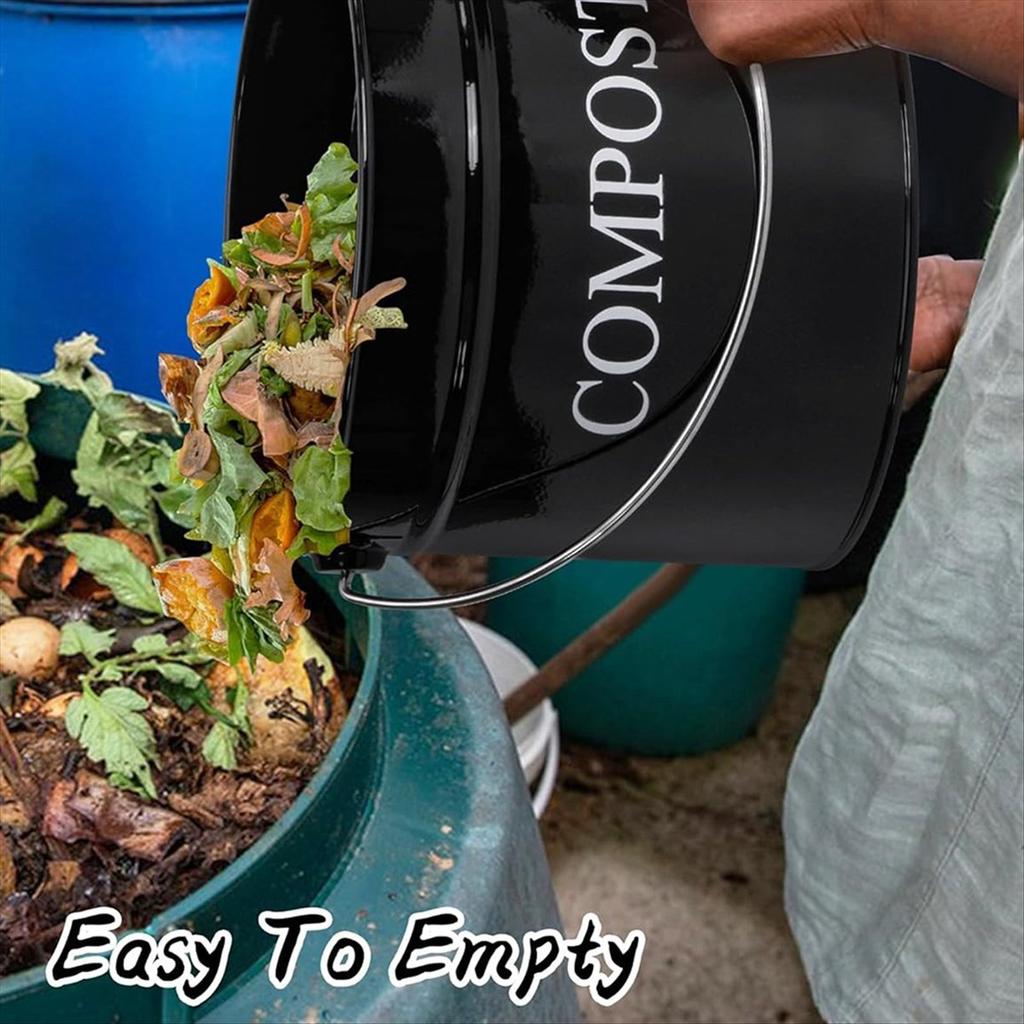 BHBL Kitchen Compost Bin for Kitchen Countertop, 1Gallon Compost Bucket for Kitchen with Lid, Black