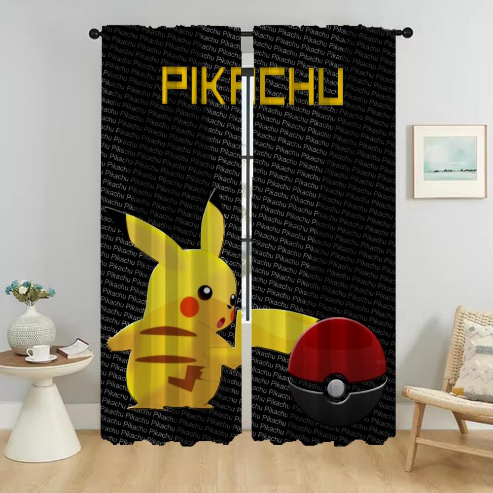 

P-pokemones Шторы Детская комната Перегородка Тюль для спальни Гостиная Шторы Шторы для домашнего интерьера Шторы 2 шт Кухня W50xH70cmx2pcs-CL