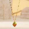 Cute Strawberry Necklaces For Women Gold Color Stainless Steel Strawberry Cherry Pendant Necklace Wedding Christmas Jewelry Gift