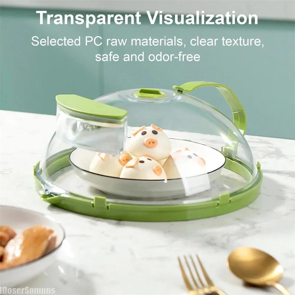 Microwave Cover for Food, Clear Microwave Splatter Cover with Water Steamer and Handle, 10 Inch Plate Covers, Kitchen Gadgets