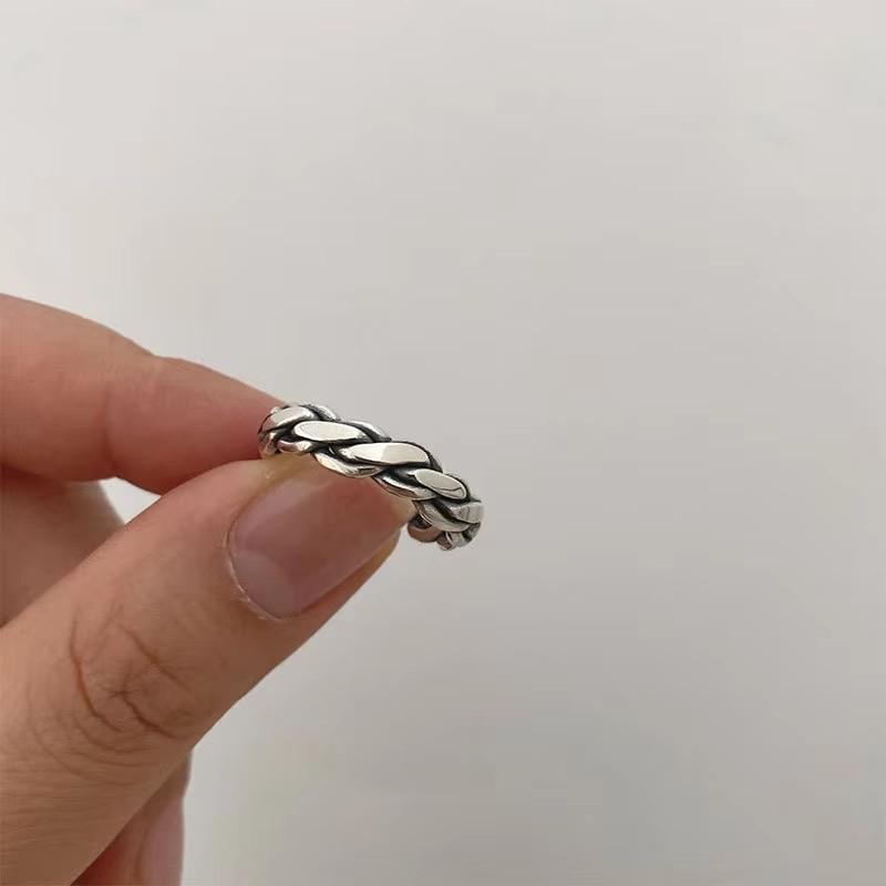 Prsteny ze sterlingového stříbra 925 Doplňky pro páry INS Móda Vintage Twist Design Kulatý Tvar Geometrické Thajské stříbrné šperky
