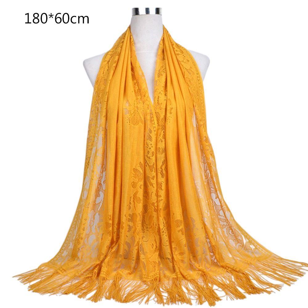 Women Girls Headwear Headscarf Luxury Head Scarves Hijab Shawl Scarf Hollow Tassel Scarf Head Wrap