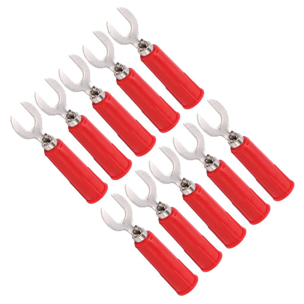 10Pcs J.20019 6mm U Shape Insert Plug High Pressure Resistant Y Type Banana Plug for Electronic Industrial EquipmentRed