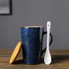 Ceramic Cup Retro Coarse Pottery Coffee Cup Creative Japanese Breakfast Cup With Spoon And Lid Gift Cup Office Cup