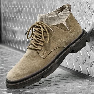 Brand Men Genuine Leather Basic Boots Casual Antiskid Outdoor Shoes Luxury Motorcycle Boots Breathable Men Walking Driving Shoes