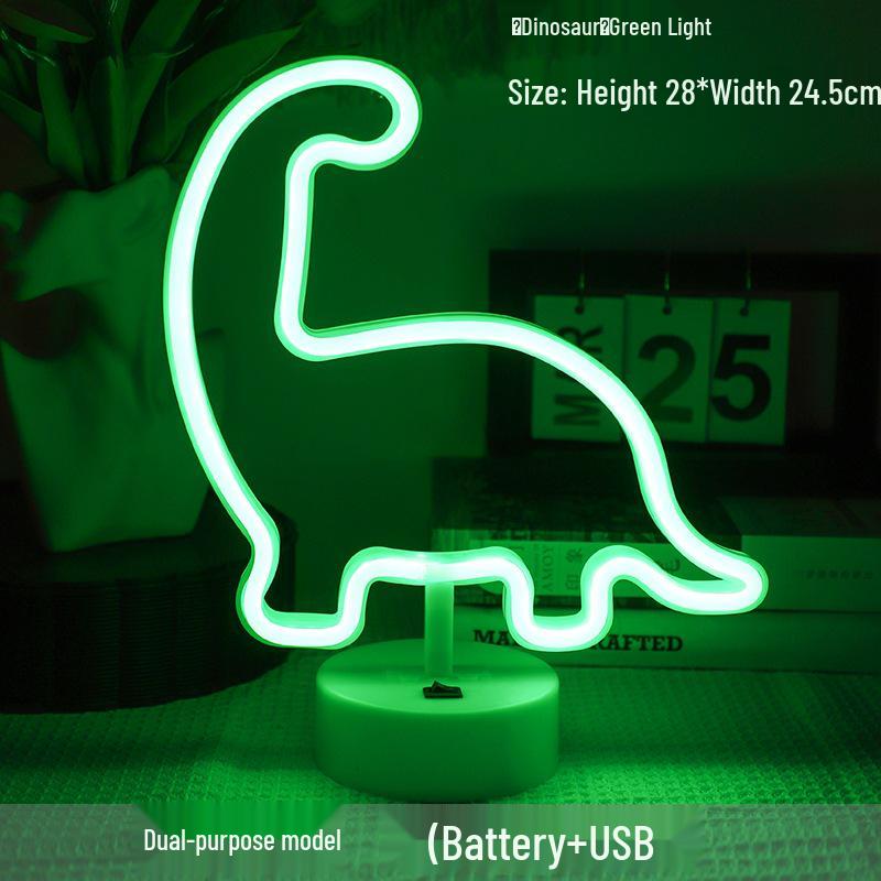 Korean Style Flamingo LED Neon Night Light - Decorative Christmas Fairy Accent with Round Base