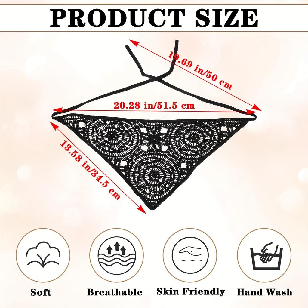 Retro Gestricktes Dreieck Stirnband Damen Kopftücher Ländlicher Stil Haartuch Blumen Kopftuch Häkel Kopftuch Bandana