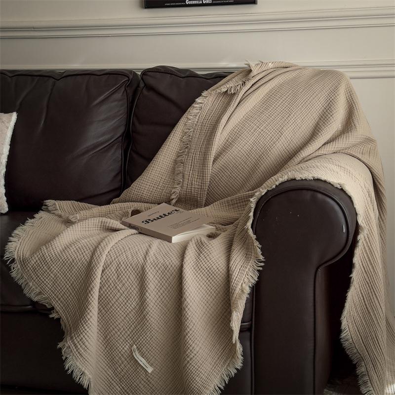 2025 A-Class All-Cotton Summer Quilt: Solid Color Gauze Blanket for Air Conditioning & Travel