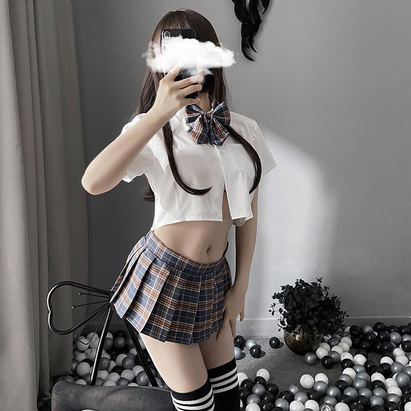 Sexy Sexy Student Dress Jk Uniform Pleated Skirt Seduction Cute Plaid Suit Sailor Role Performance