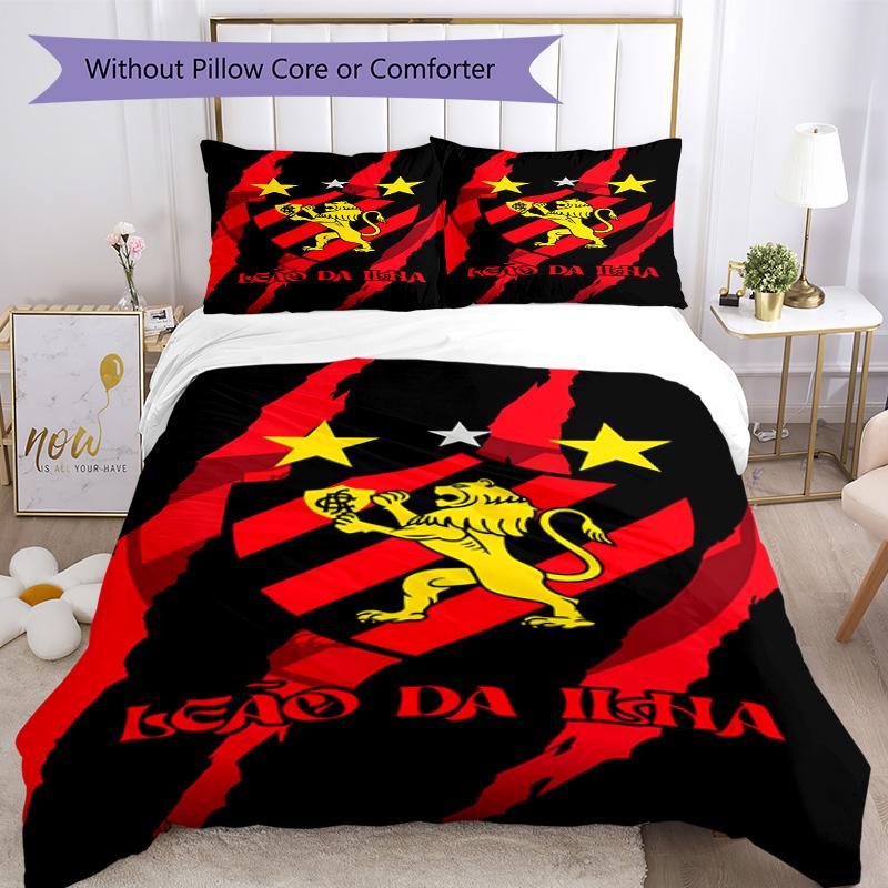 Sport Club Football Crest Printed Pattern Duvet Cover Set – includes 1 duvet cover and 2 matching pillowcases Bedroom decor Christmas gifts