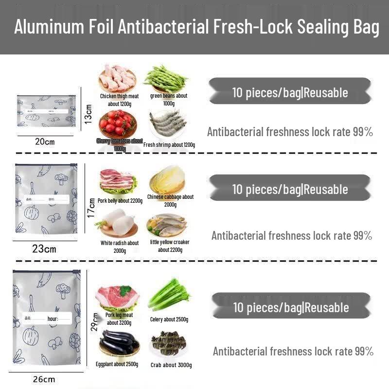 Qiwei Antibacterial Aluminum Foil Freezer Bags