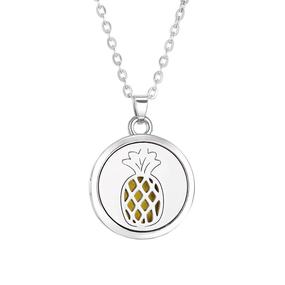 Stainless Steel Fashion Tree of Life Aromatherapy Necklace Essential Oil Diffuser Perfume Locket Pendant Women Jewelry Gift