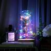 Galaxy Rose Lamp with Butterfly & Colorful LED Lights Artificial Rose in Glass Dome Battery Powered Romantic Gift for Wedding Home Decor
