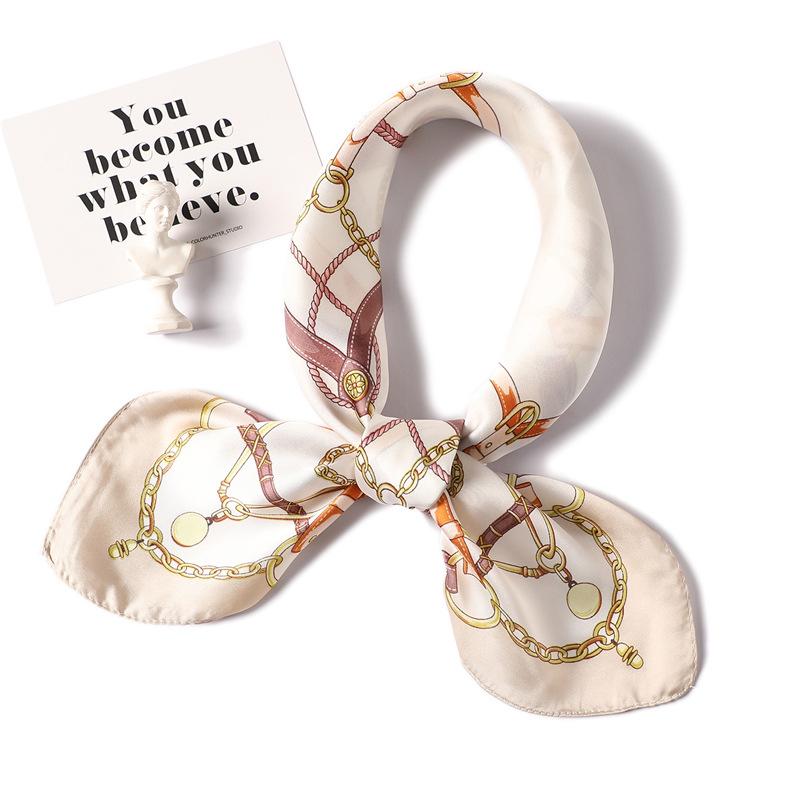 New printed silk scarf temperament fashionable versatile small square scarf women's spring and summer thin decorative sunscreen autumn and winter warm