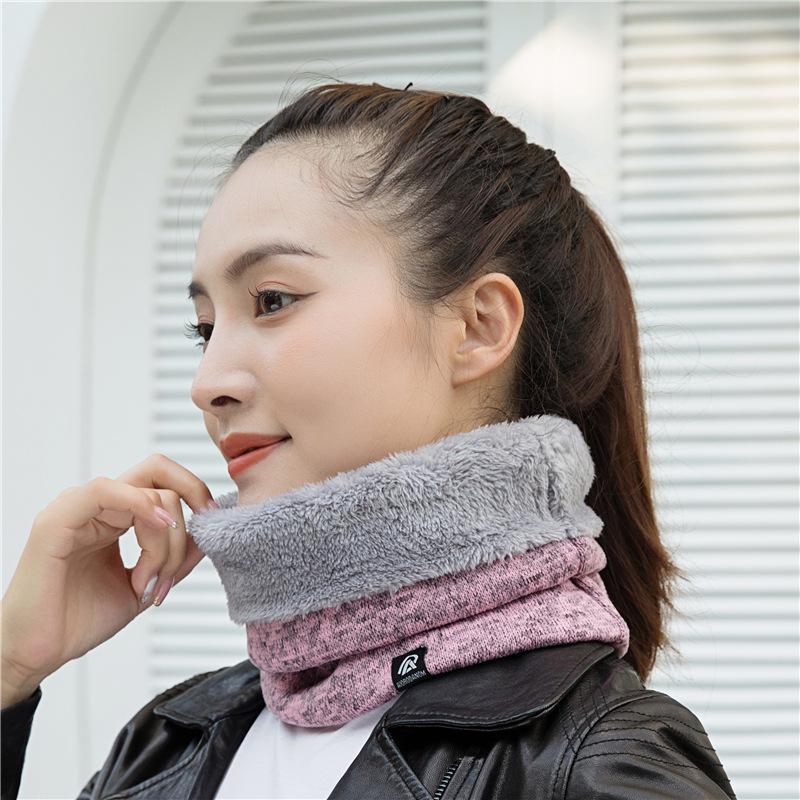 Unisex Fleece-Lined Knitted Snood: Warm Winter Neck Scarf With High-Neck Woolen Design In Versatile Korean Style