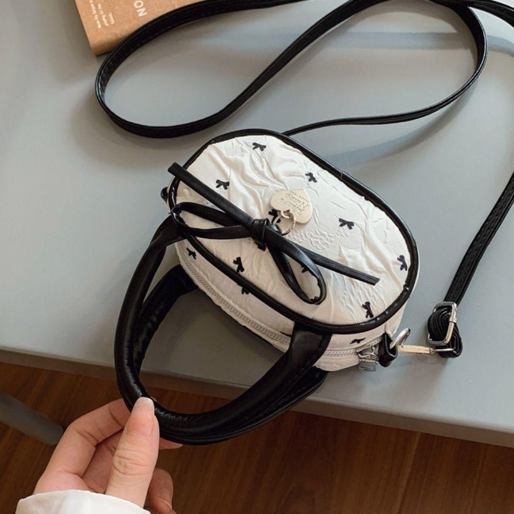 Y2K Bow Polka Dot Crossbody Bag Love Pendant Vintage Handbag Mini Top-Handle Bag  Women&Men